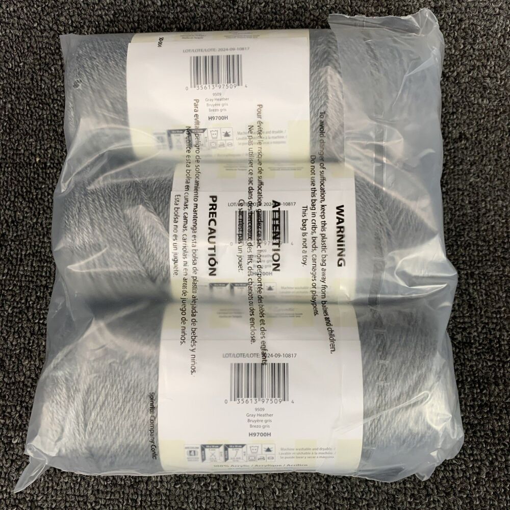 Lot Of 3 Yarnspirations Caron Simply Soft Heathers 5oz Gray Heather 4 Medium New - Picture 3 of 4
